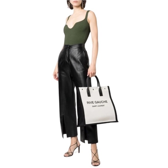 NWT Authentic YSL Saint Laurent Rive Gauche Tote Bag in Greggio Nero! MSRP $1990 - Picture 1 of 16